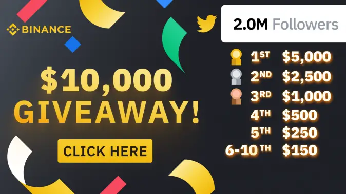 Binance's 2M Follower 10,000 Giveaway GiveawayBase