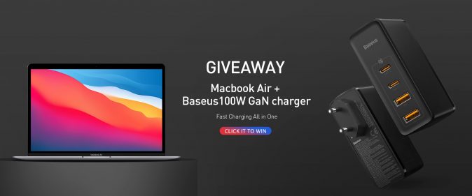Macbook Air and 100W GaN Fast Charge Giveaway - GiveawayBase